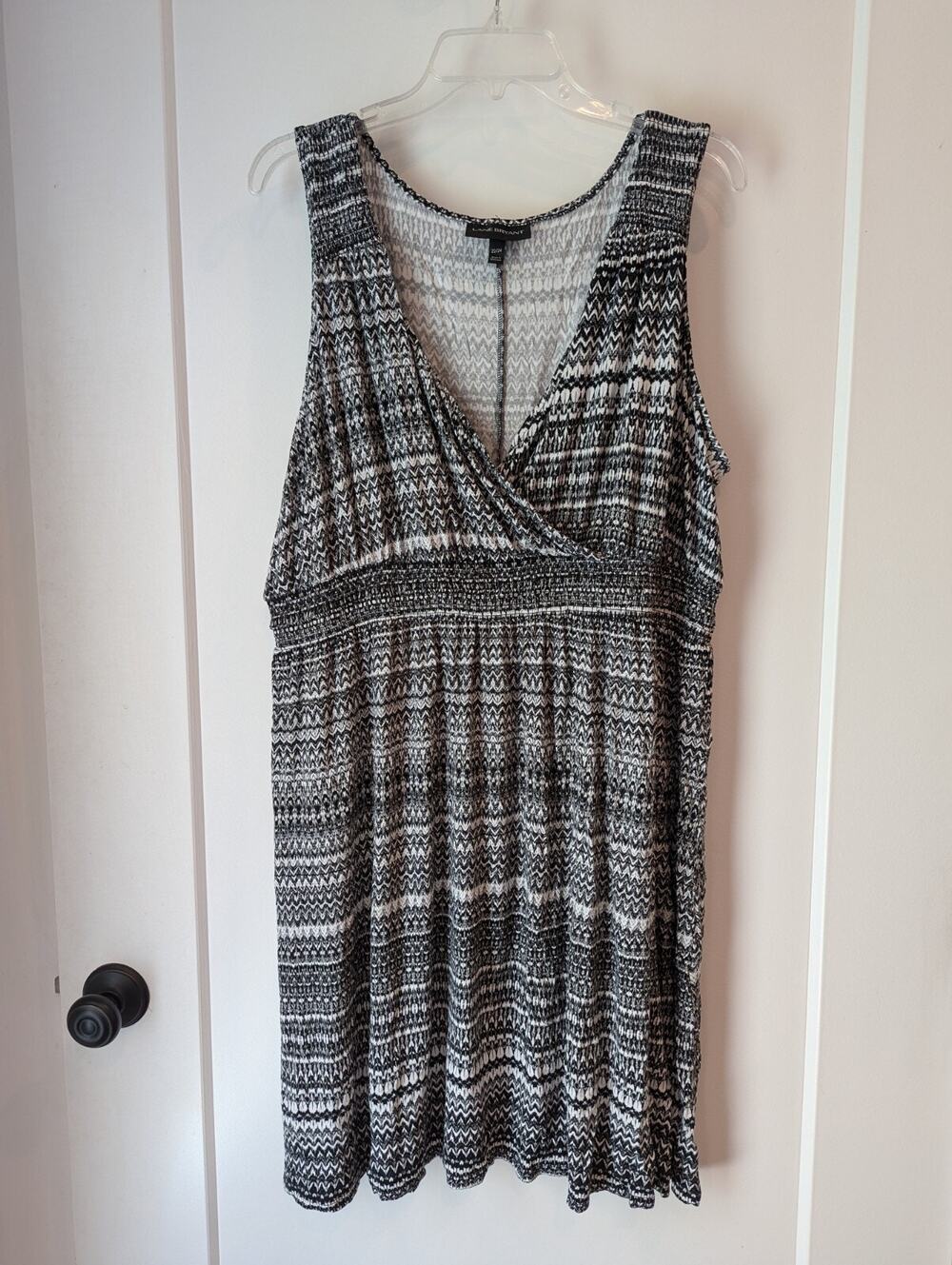 Lane Bryant 22/24 Black White Knit Fit N Flare Knee Length Dress Casual Career